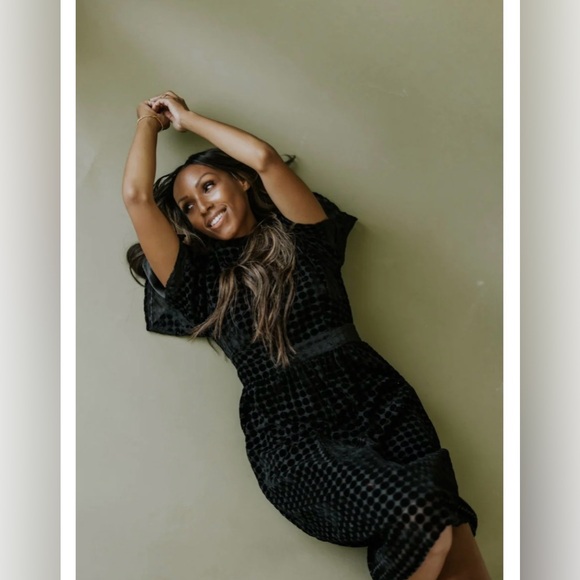 Roolee Salt Theodosia Velvet Dotted Dress, size Large - Picture 2 of 5